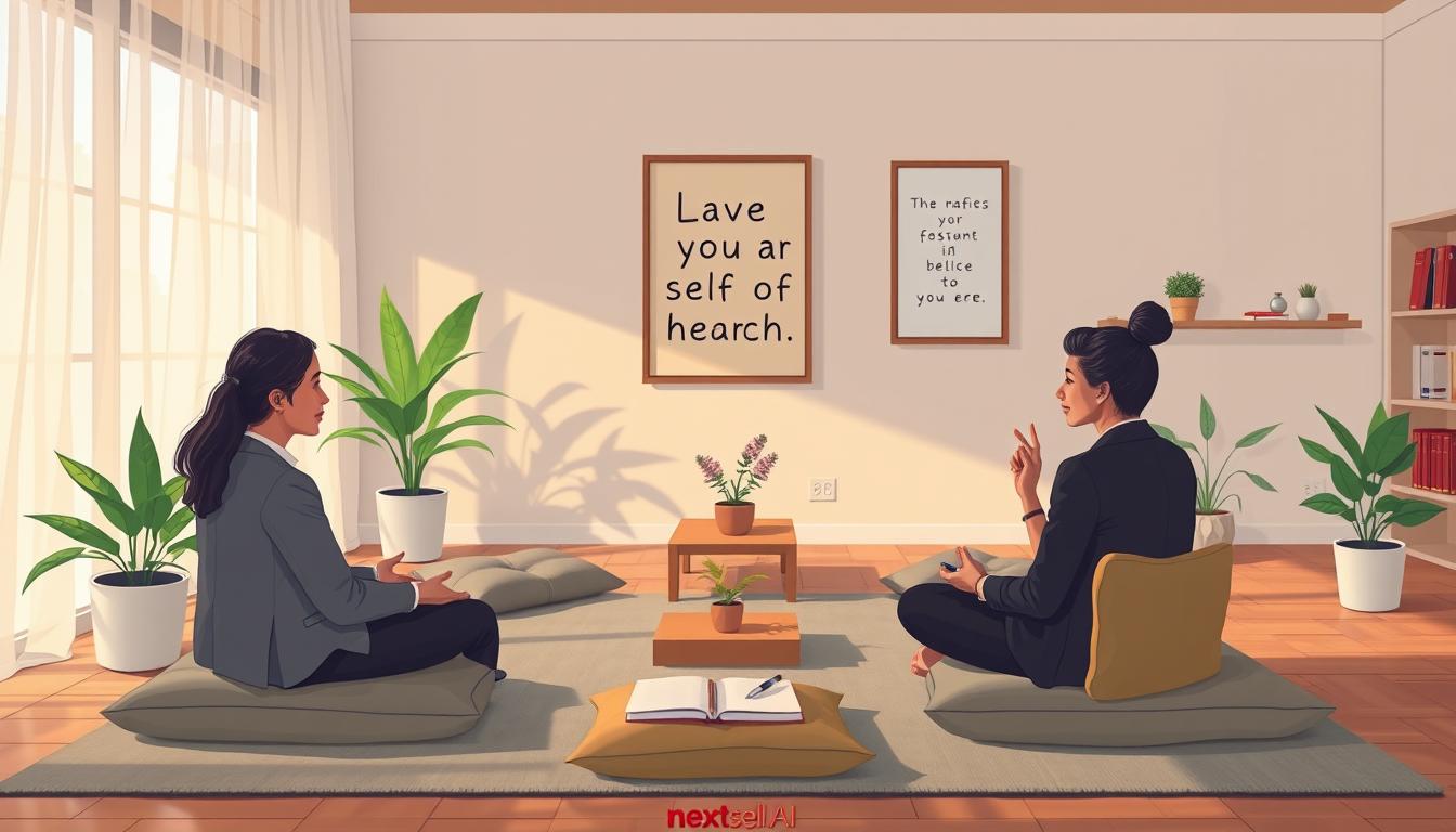 A calm desk scene with an open journal, a warm cup, and soft daylight, arranged for an unhurried reflective practice.